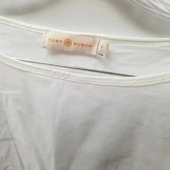 Tory Burch  Bateau 3/4 Sleeve Blouse White Eyelet 100% Cotton 8 - Picture 10 of 14